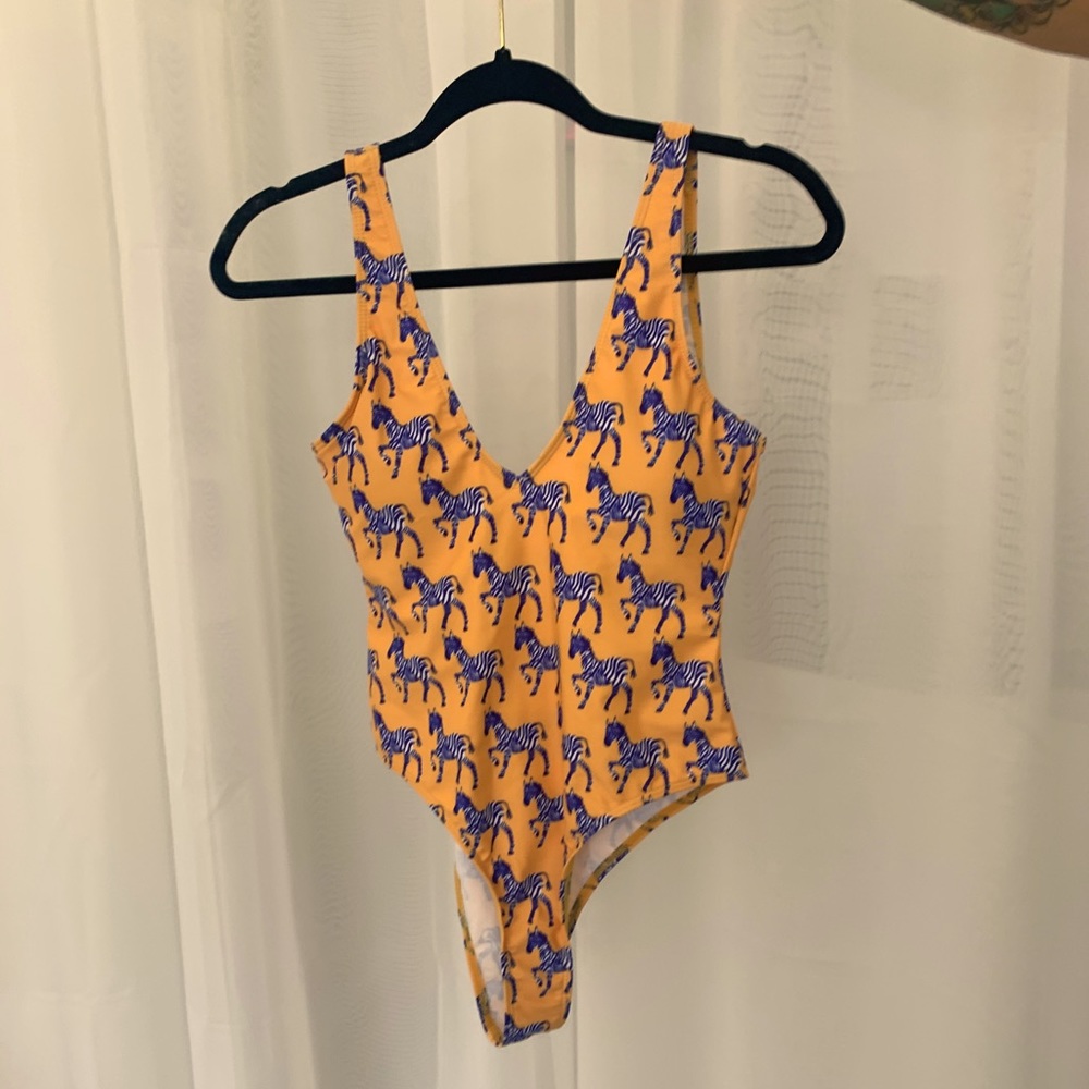 Vintage zebra print one piece women’s swimsuit
